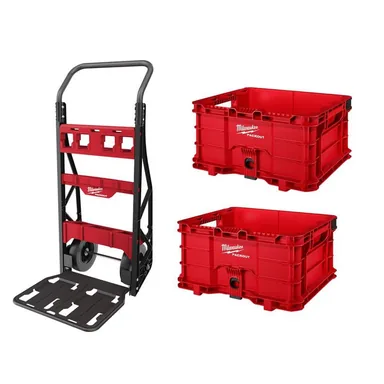 Milwaukee 48-22-8415-48-22-8440x2, bundle: PACKOUT 20 in. 2-Wheel Utility Cart with (2) PACKOUT Tool Storage Crates