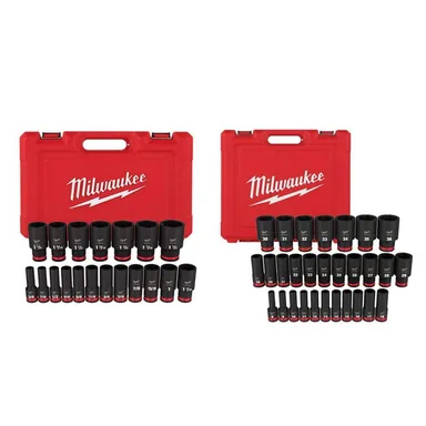 Milwaukee 49-66-7012-49-66-7015, bundle: SHOCKWAVE 1/2 in. Drive SAE/Metric 6 Point Impact Socket Set (48-Piece)