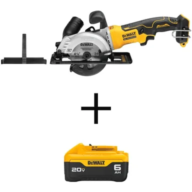 DeWalt DCS571BWDCB206, bundle: ATOMIC 20V MAX Lithium-Ion Cordless Brushless 4-1/2 in. Circular Saw with 20V MAX Premium Lithium-Ion 6.0Ah Battery Pack