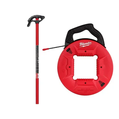 Milwaukee 48-22-4080-48-22-4165, bundle: 1/2 in. EMT Iron Conduit Bender Head with Handle and 100 ft. Polyester Fish Tape with Non-Conductive Tip