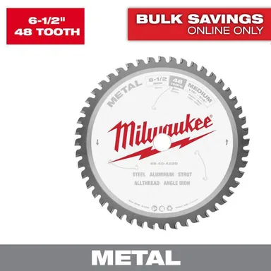 Milwaukee 48-40-4220, accessory: 6-1/2 in. x 48 Carbide Teeth Metal Cutting Circular Saw Blade