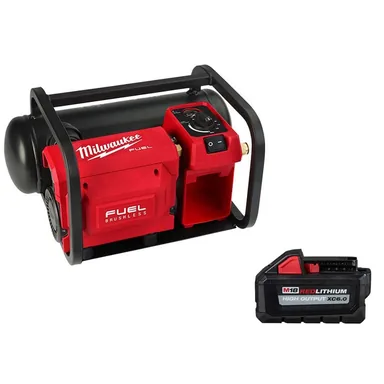 Milwaukee 2840-20-48-11-1865, bundle: M18 FUEL 18-Volt Brushless Cordless 2 Gal. Electric Quiet Compact Air Compressor w/M18 High Output Battery Pack 6.0Ah