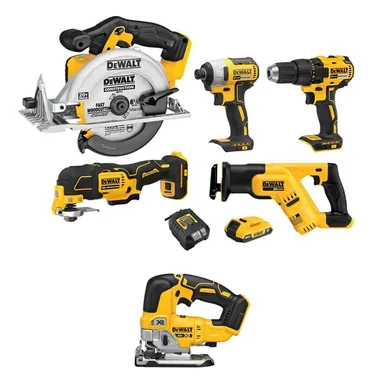 DeWalt DCK540D1WCS334B, bundle: 20V MAX Lithium-Ion Cordless Combo Kit (5-Tool) and 20V MAX XR Cordless Brushless Jigsaw with 2.0 Ah Battery and Charger
