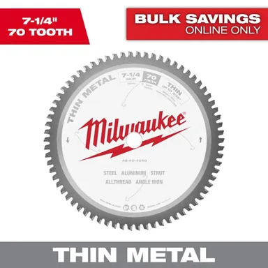 Milwaukee 48-40-4240, accessory: 7-1/4 in. x 70 Carbide Teeth Thin Metal Cutting Circular Saw Blade