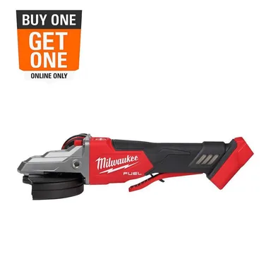 Milwaukee 2886-20, bare tool: M18 FUEL 18V Lithium-Ion Brushless Cordless 5 in. Flathead Braking Grinder with Paddle Switch No-Lock (Tool-Only)