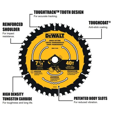 DeWalt DWA171440, accessory: 7-1/4 in. 40-Tooth Circular Saw Blade