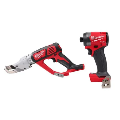 Milwaukee 2637-20-2953-20, bundle: M18 18-Volt Lith-Ion Cordless 18-Gauge Single Cut Metal Shear w/ 1/4 in. Impact Driver