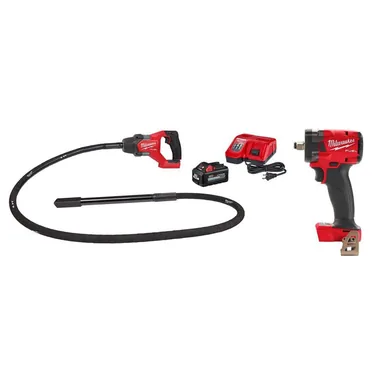 Milwaukee 2911-21-2855-20, bundle: M18 FUEL 18V Lithium-Ion Brushless Cordless 8 ft. Concrete Pencil Vibrator Kit w/ 6.0 Ah Battery & Impact Wrench