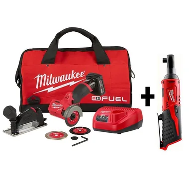 Milwaukee 2522-21XC-2457-20, bundle: M12 FUEL 12V 3 in. Lithium-Ion Brushless Cordless Cut Off Saw Kit W/ M12 3/8 in. Ratchet