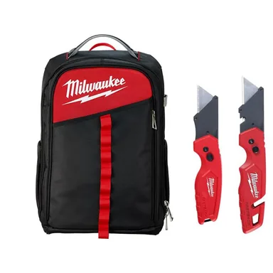 Milwaukee 48-22-8202-48-22-1503, bundle: Low Profile Backpack with Fastback Knives (2-Pack)