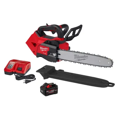 Milwaukee 2826-21T, kit: M18 FUEL 14 in. 18V Lithium-Ion Brushless Battery Top Handle Chainsaw Kit with 8.0 Ah Battery & Rapid Charger