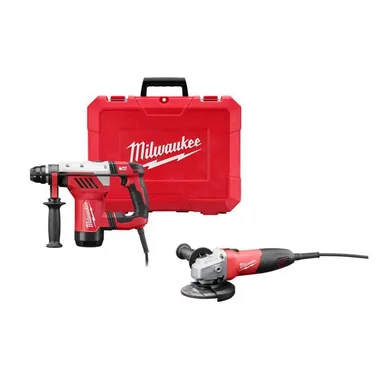 Milwaukee 5268-21-6130-33, bundle: 1-1/8 in. Corded SDS-Plus Rotary Hammer 7 Amp Corded and 4-1/2 in. Small Angle Grinder with Sliding Lock-On Switch