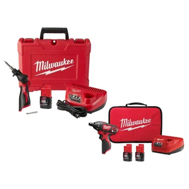 Milwaukee 2488-21-2401-22, bundle: M12 12-Volt Lithium-Ion Cordless Soldering Iron Kit with (2) Batteries, Charger, Hard Case, & M12 Screwdriver Kit