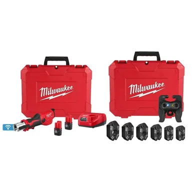 Milwaukee 2573-20-49-16-2461RX, bundle: M12 12-Volt Lithium-Ion FORCE LOGIC Press Tool with ONE-KEY and 1/4 in. - 7/8 in. RLS ACR Pivoting Press Ring Kit