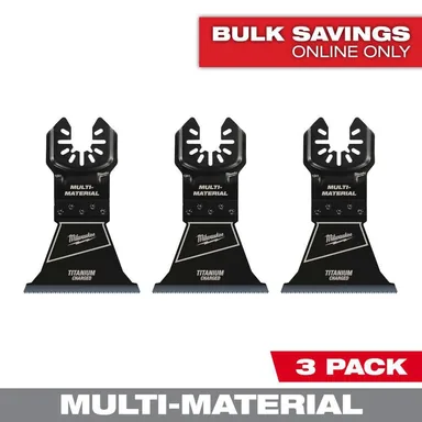 Milwaukee 49-25-1243, accessory: 2-1/2 in. Titanium Bi-Metal Universal Fit Wood and Metal Cutting Multi-Tool Oscillating Blade (3-Pack)