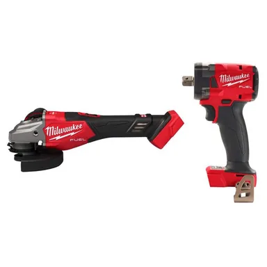 Milwaukee 3671-20-2855P-20, bundle: M18 FUEL 18V Lith-Ion Brushless Cordless 4-1/2 in. /6 in. Braking Grinder w/ Slide Switch w/ 1/2 in. Impact Wrench