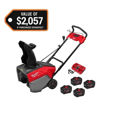 Milwaukee 3036-22HD-48-11-1813-48-11-1813, bundle: M18 FUEL 18V 21 in. Cordless Dual Battery Auger Propelled Single Stage Snow Blower w/ (4) 12.0 Ah Batteries, Charger