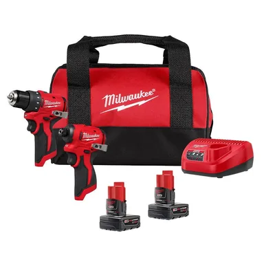 Milwaukee 3494-22XC, kit: M12 12-Volt Lithium-Ion Brushless Cordless Subcompact Drill and Impact Driver Combo Kit w/2 Batteries and Bag (2-Tool)