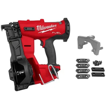 Milwaukee 2909-20-48-08-2909-48-09-2909, bundle: M18 FUEL 18-Volt Lithium-Ion Brushless Cordless Coil Roofing Nailer w/ Vinyl Siding Tip and Replacement Wear Pads