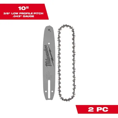 Milwaukee 49-16-2849, accessory: 10 in. Chainsaw Bar & Chain Combo with 3/8 in. LOW PROFILE Pitch, .043 in. Gauge