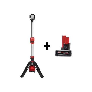 Milwaukee 2132-20-48-11-2440, bundle: M12 12-Volt Lithium-Ion Cordless 1400 Lumen ROCKET LED Stand Work Light with M12 4.0 Ah Battery