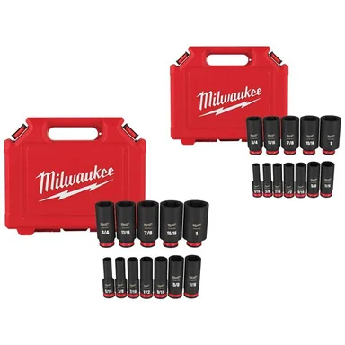 Milwaukee 49-66-7006-49-66-7006, bundle: SHOCKWAVE 3/8 in. Drive Deep Well 6-Point Impact Socket Set (24-Piece)