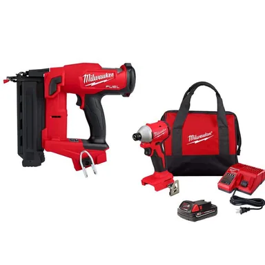 Milwaukee 2746-20-3650-21P, bundle: M18 FUEL 18-Volt Lithium-Ion Brushless Cordless Gen II 18-Gauge Brad Nailer W/M18 Brushless 1/4" Hex Impact Driver Kit