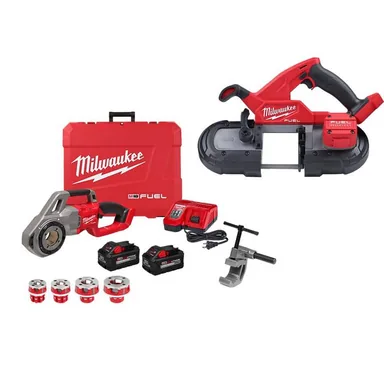 Milwaukee 2870-22-2829-20, bundle: M18 Fuel One-Key Cordless Brushless Pipe Threader Kit with M18 Fuel Bandsaw (2-Tool)