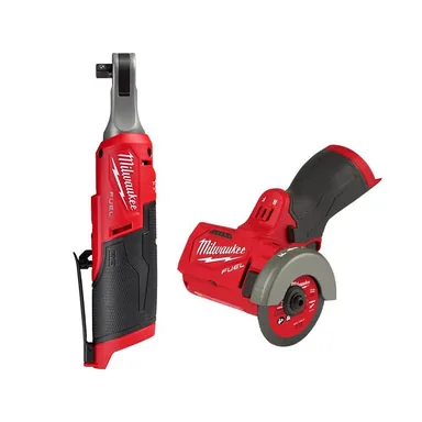 Milwaukee 2567-20-2522-20, bundle: M12 FUEL 12V Lithium-Ion Brushless High Speed 3/8 in. Cordless Ratchet and M12 FUEL 3 in. Cutoff Saw
