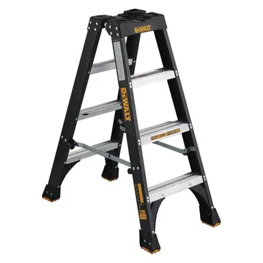 DeWalt DXL3030-04, unpowered: 4 ft. Fiberglass Step Ladder 8.5 ft. Reach Height Type 1A - 300 lbs., Expanded Work Step and Impact Absorption System