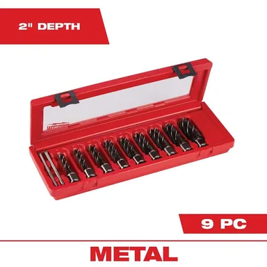 Milwaukee 49-22-8410, accessory: High Speed Steel Annular Cutter Kit With 3/4 in. Weldon Shank(9-Piece)