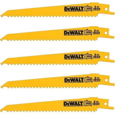 DeWalt DW4801, accessory: 6 in. 3 TPI Taper Back Bi-Metal Reciprocating Saw Blade (5-Pack)