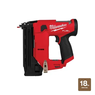 Milwaukee 2541-20, bare tool: M12 FUEL 12-Volt Lithium-Ion Brushless Cordless 18-Gauge 1-1/2 in. Compact Brad Nailer (Tool Only) (photograph from the Home Depot listing)