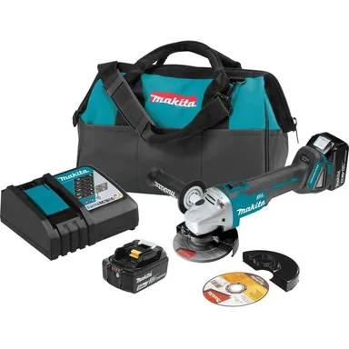 Makita XAG04T, kit: Makita XAG04T 18V LXT Lithium-Ion Brushless Cordless 4-1/2" / 5" Cut-Off/Angle Grinder Kit (5.0Ah)