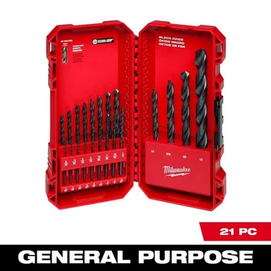 Milwaukee 48-89-2801, accessory: Black Oxide Twist Drill Bit Set (21-Piece)