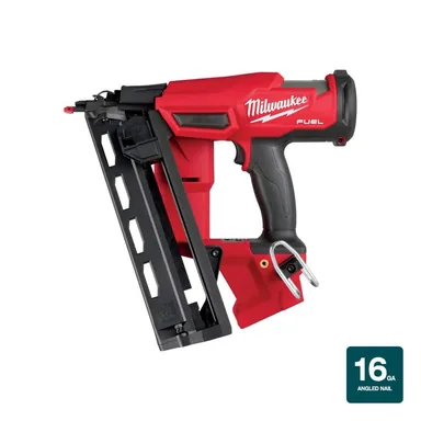 Milwaukee 2841-20, bare tool: M18 FUEL 18-Volt Lithium-Ion Brushless Cordless Gen II 16-Gauge Angled Finish Nailer (Tool-Only)