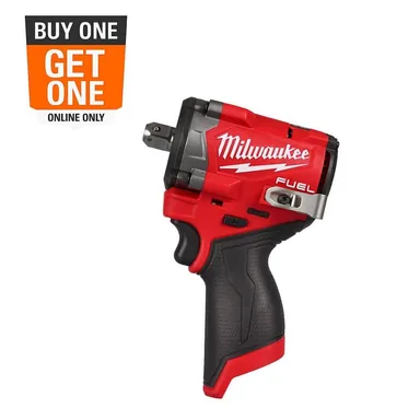 Milwaukee 2563P-20, bare tool: M12 FUEL 12V Lithium-Ion Brushless Cordless Stubby 1/2 in. Impact Wrench with Pin Detent (Tool-Only)