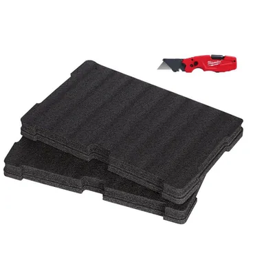 Milwaukee 48-22-1505-48-22-8451, bundle: FASTBACK 6-in-1 Folding Utility Knife with 3 in. Blade with PACKOUT Tool Box Customizable Foam Insert (2-Piece)