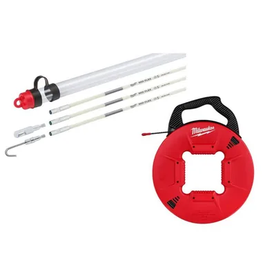 Milwaukee 48-22-4152-48-22-4167, bundle: 15 ft. Fiberglass Fish Stick Mid Flex Combo Kit with 200 ft. Polyester Fish Tape with Non Conductive Tip