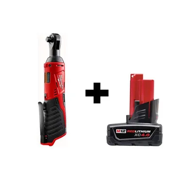 Milwaukee 2457-20-48-11-2440, bundle: M12 12V Lithium-Ion Cordless 3/8 in. Ratchet with 4.0 Ah M12 Battery