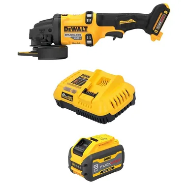 DeWalt DCG418BWDCB609C, bundle: FLEX VOLT 60-Volt MAX Lithium-Ion Cordless Brushless 4.5 in. to 6 in. Small Angle Grinder with 9 Ah Battery and Charger