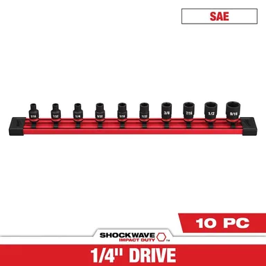 Milwaukee 49-66-7000, accessory: SHOCKWAVE 1/4 in. Drive SAE 6 Point Impact Socket Set (10-Piece)