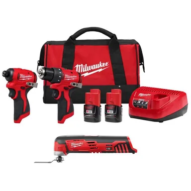 Milwaukee 3494-22-2426-20, bundle: M12 12-Volt Lithium-Ion Brushless Cordless Subcompact Drill and Impact Driver Combo Kit w/Oscillating Multi-Tool(3-Tool)