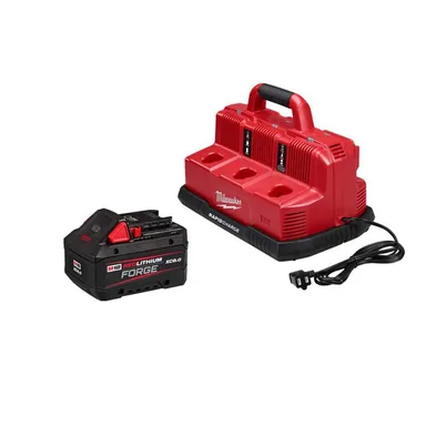 Milwaukee 48-11-1881-48-59-1807, bundle: M18 18V Lithium-Ion REDLITHIUM FORGE XC 8.0 Ah Battery Pack w/ 6-Port Sequential Rapid Battery Charger