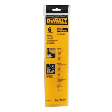 DeWalt DWHT75097, accessory: 10 in. x 7/16 in. Diameter Hot Melt Full Size Glue Sticks (6 Pack)