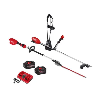 Milwaukee 3015-20-3012-20-48-59-1888, bundle: M18 FUEL 18V Brushless Cordless Brush Cutter with Extended Reach Hedge Trimmer, (2) 8.0 Ah FORGE Battery, Charger