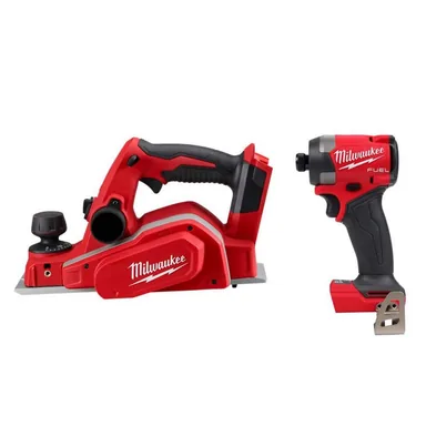 Milwaukee 2623-20-2953-20, bundle: M18 18V Lith-Ion Cordless 3-1/4 in. Planer w/ 1/4 in. Impact Driver