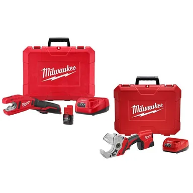 Milwaukee 2471-21-2470-21, bundle: M12 12V Lithium-Ion Cordless Copper Tubing Cutter Kit with M12 PVC Shear Kit