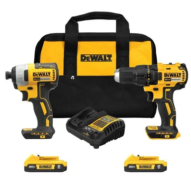 DeWalt DCK277D2, bundle: 20V MAX Lithium-Ion Cordless 2-Tool Combo Kit with (2) 2.0 Ah Batteries, Charger and Kitbag