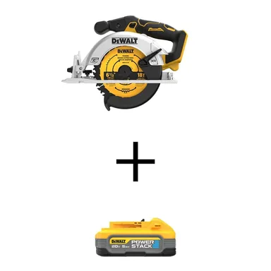 DeWalt DCS565BWDCBP520, bundle: 20V MAX Cordless Brushless 6-1/2 in. Sidewinder Style Circular Saw with POWERSTACK 20V Lithium-Ion 5.0Ah Battery Pack